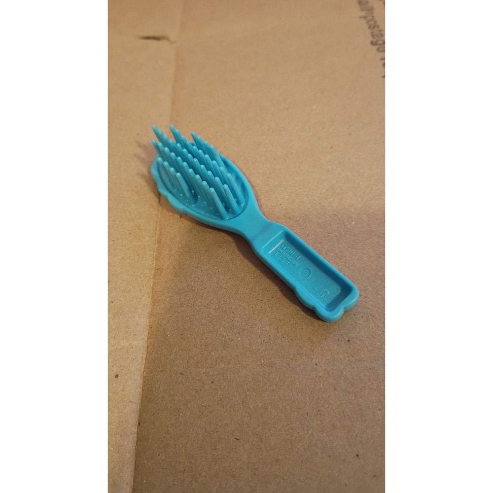 Vintage Teal Blue Doll Hairbrush Shell Design Accessory 0510-1 Indonesia 3.5"